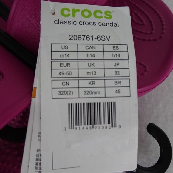 Crocs Classic Slides Men\'s Size 14 US Pink Double Strap Sandals Barbiecore main image 8